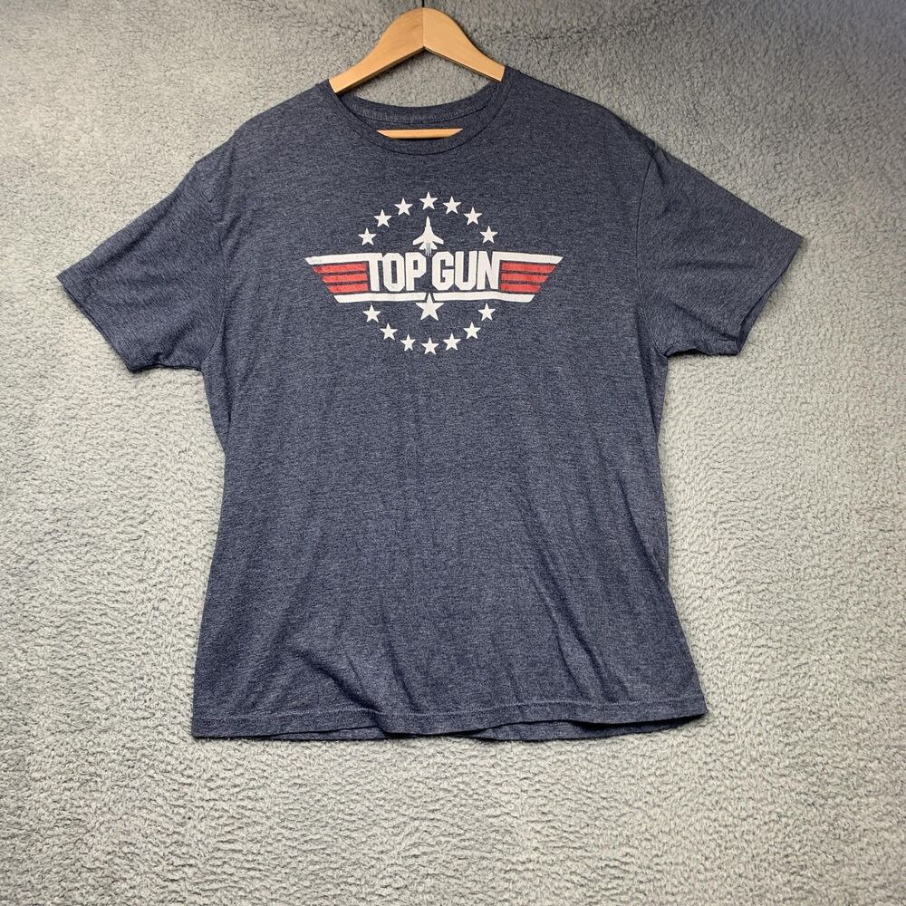 Top Gun Shirt Mens XL Blue Gray Movie Graphic Tee T-Shirt Crewneck Aviation